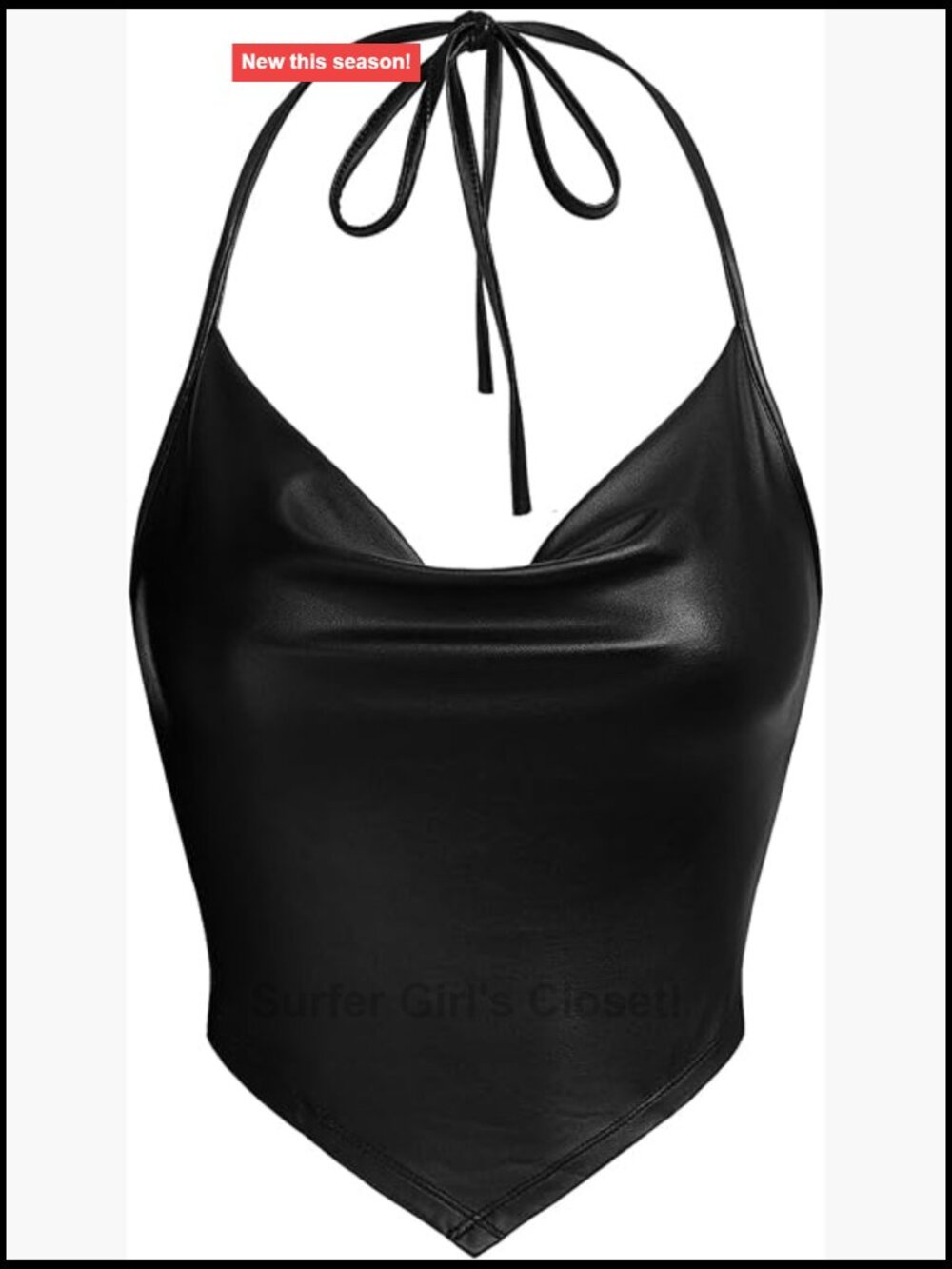 PU Leather Halter Crop Cami Top Sleeveless Going Out Summer